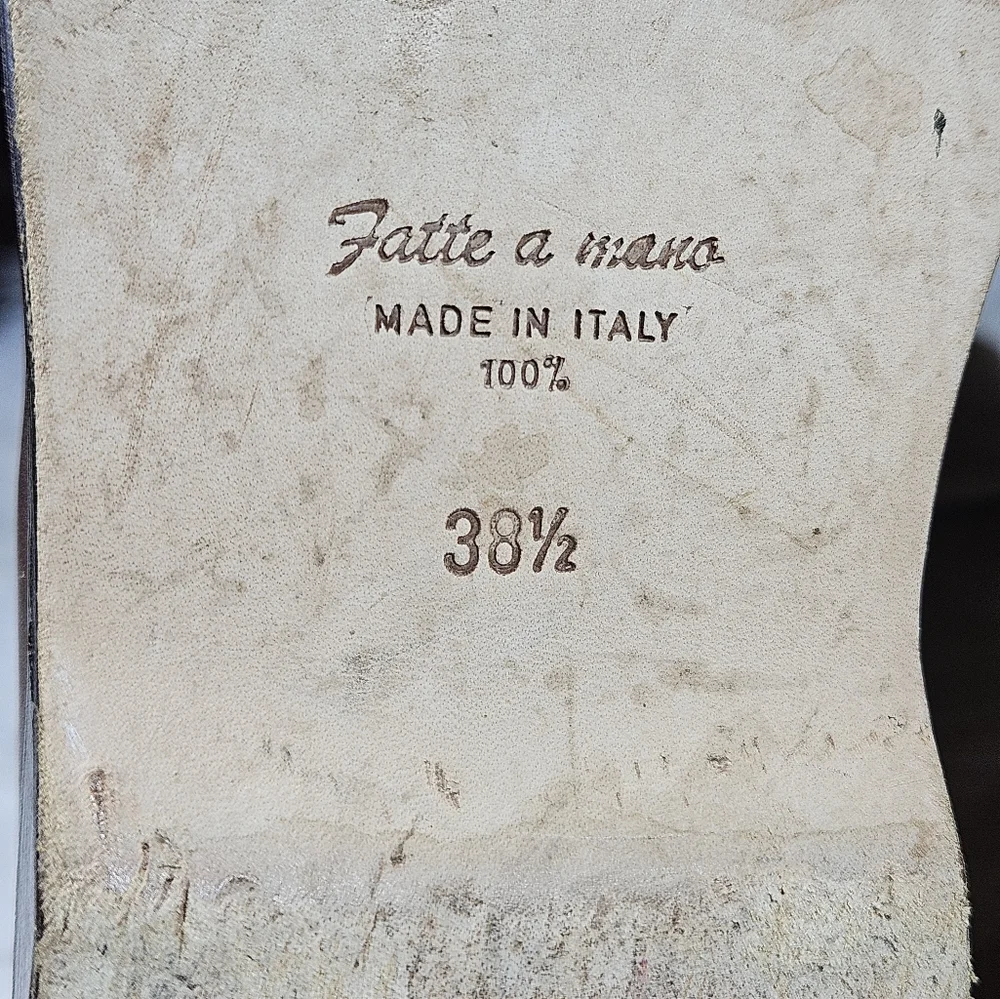 Fatte a mano Cognac Leather Riding Boots Size 38.5 Made In Italy - Picture 8 of 11